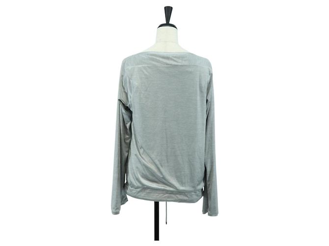 CHANEL CC Tops Rayón Talla 36 Plata CC Auth am10856V - vista 2