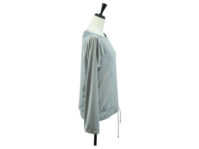 CHANEL CC Tops Rayón Talla 36 Plata CC Auth am10856V - vista 4
