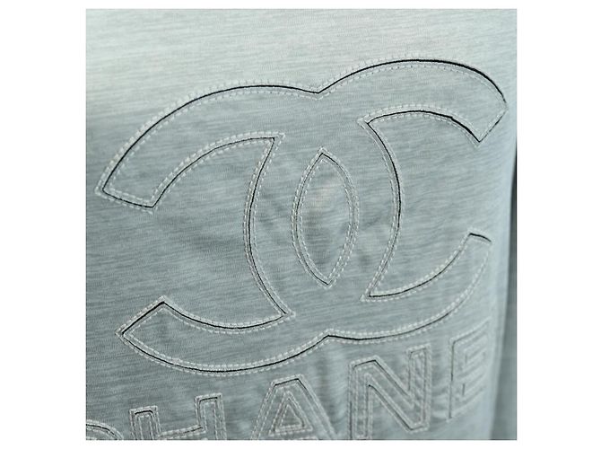 CHANEL CC Tops Rayón Talla 36 Plata CC Auth am10856V - vista 5