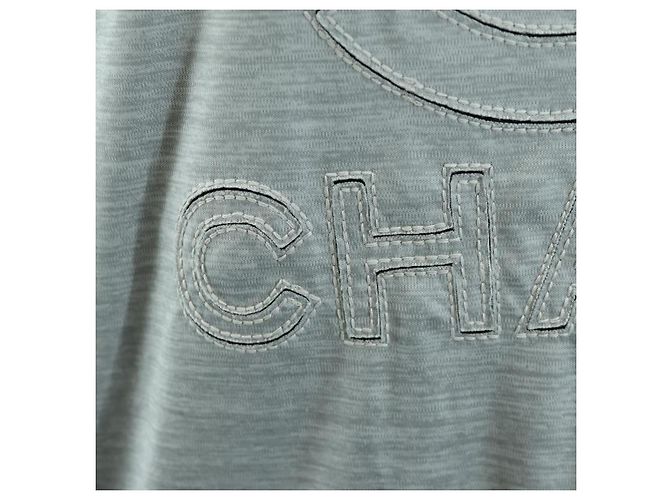 CHANEL CC Tops Rayón Talla 36 Plata CC Auth am10856V - vista 7