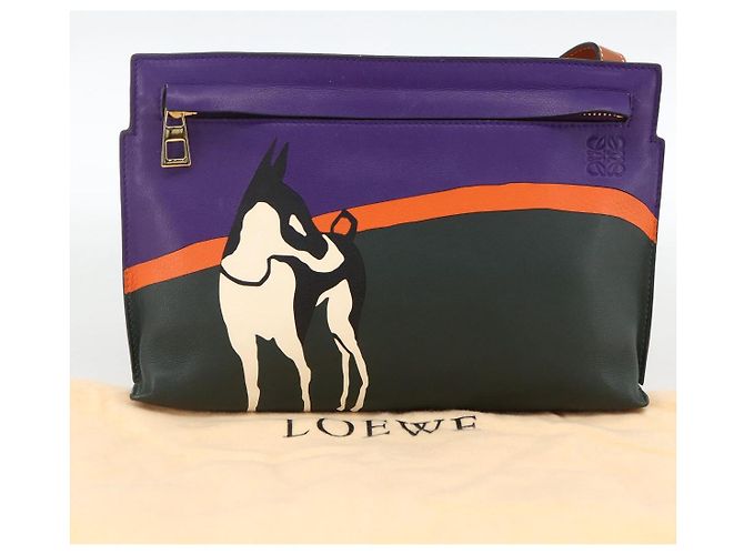 Borsa a spalla in pelle LOEWE John Allen Collaboration Viola Oro Auth ARZ442M D'oro Porpora - vista 12