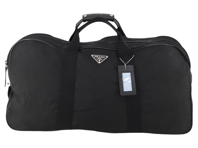 Borsa Boston Prada in nylon nero argento autentica bs33605 - vista 13