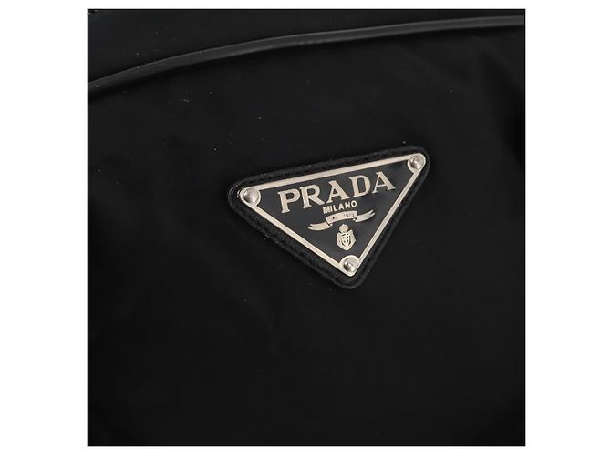 Borsa Boston Prada in nylon nero argento autentica bs33605 - vista 19