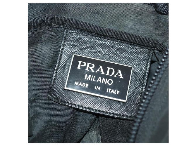 Borsa Boston Prada in nylon nero argento autentica bs33605 - vista 24