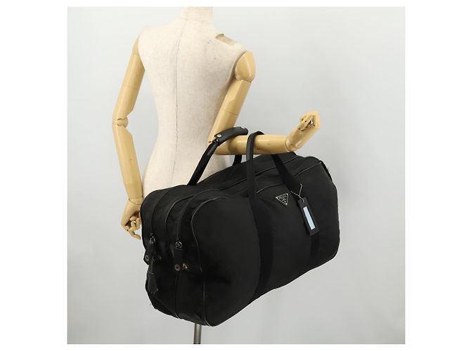 Borsa Boston Prada in nylon nero argento autentica bs33605 - vista 25