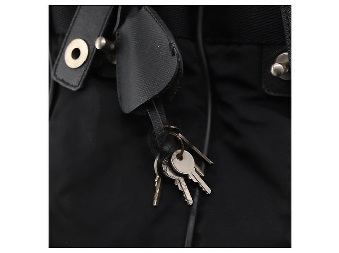 Borsa Boston Prada in nylon nero argento autentica bs33605 - vista 9