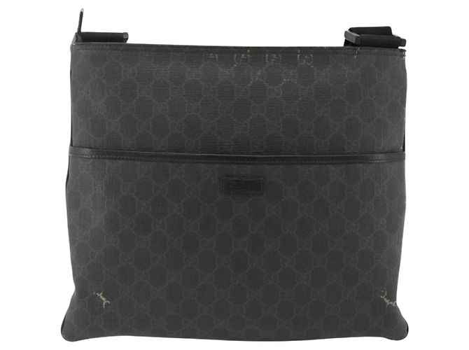 Borsa a Spalla GG Supreme in PVC Nero Argento di GUCCI 162904 Auth ka3041 - vista 13