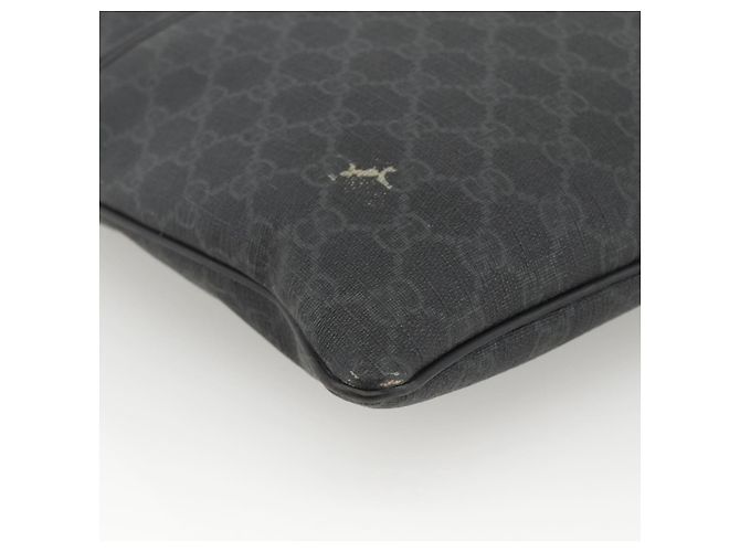Borsa a Spalla GG Supreme in PVC Nero Argento di GUCCI 162904 Auth ka3041 - vista 14