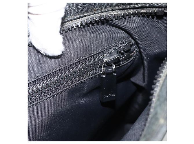 Borsa a Spalla GG Supreme in PVC Nero Argento di GUCCI 162904 Auth ka3041 - vista 21