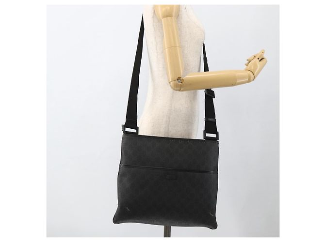 Borsa a Spalla GG Supreme in PVC Nero Argento di GUCCI 162904 Auth ka3041 - vista 24