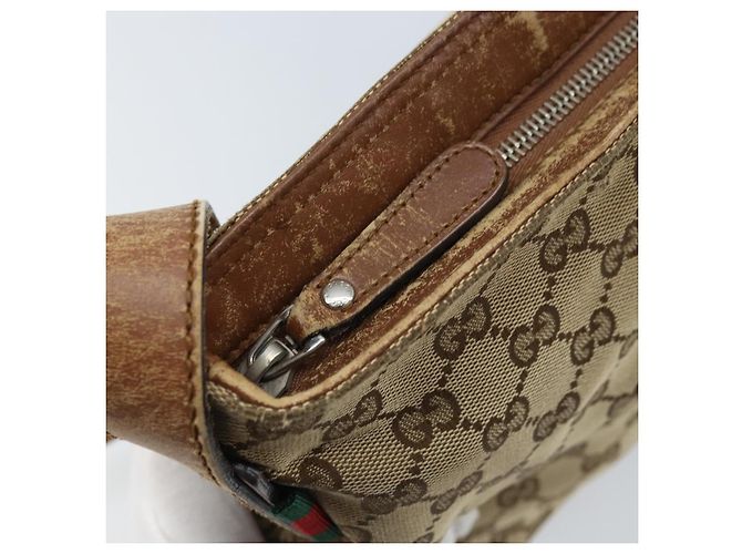 Borsa a Spalla GG Canvas Gucci Beige Argento 337598 Auth gh1763 - vista 10