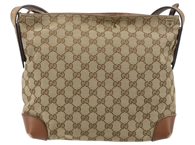 Borsa a Spalla GG Canvas Gucci Beige Argento 337598 Auth gh1763 - vista 2