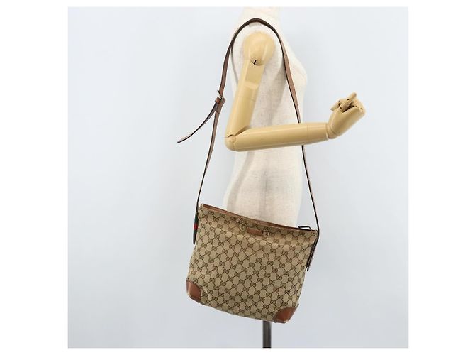Borsa a Spalla GG Canvas Gucci Beige Argento 337598 Auth gh1763 - vista 23