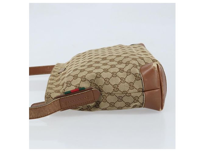 Borsa a Spalla GG Canvas Gucci Beige Argento 337598 Auth gh1763 - vista 4