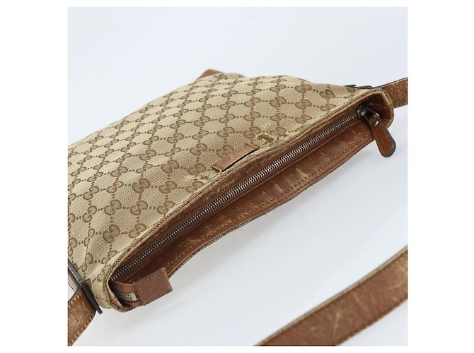 Borsa a Spalla GG Canvas Gucci Beige Argento 337598 Auth gh1763 - vista 6