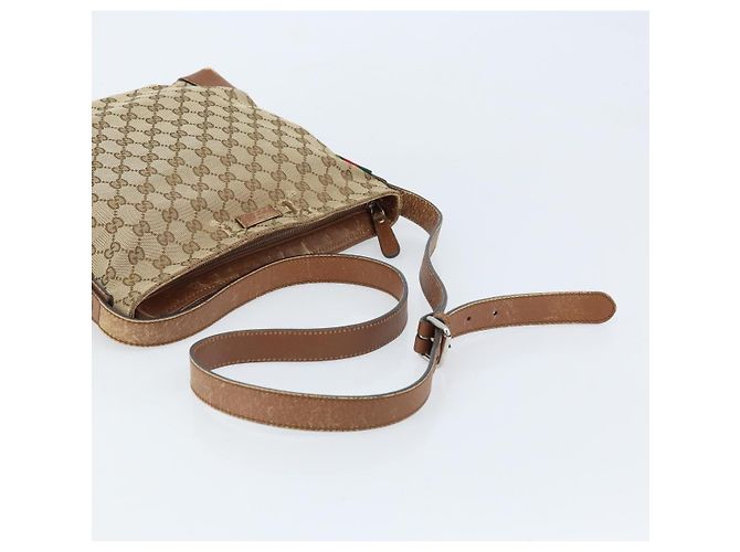 Borsa a Spalla GG Canvas Gucci Beige Argento 337598 Auth gh1763 - vista 7