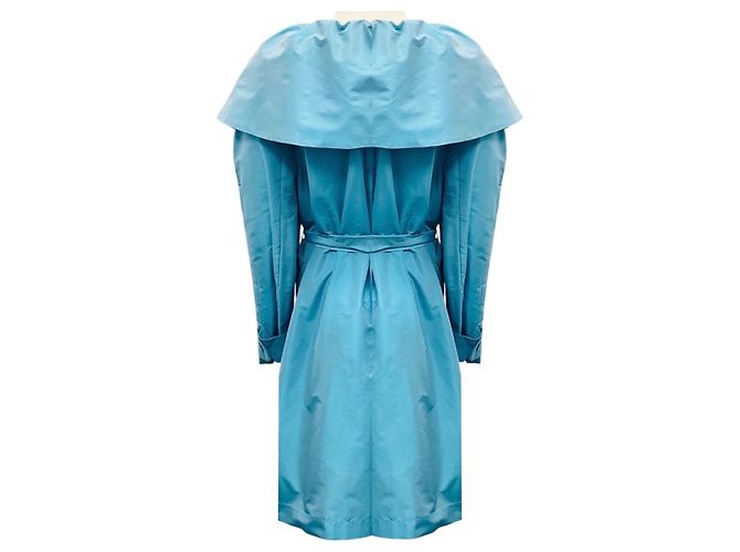 Abrigo trench de tafetán de seda azul turquesa Viktor & Rolf con cinturón - vista 3
