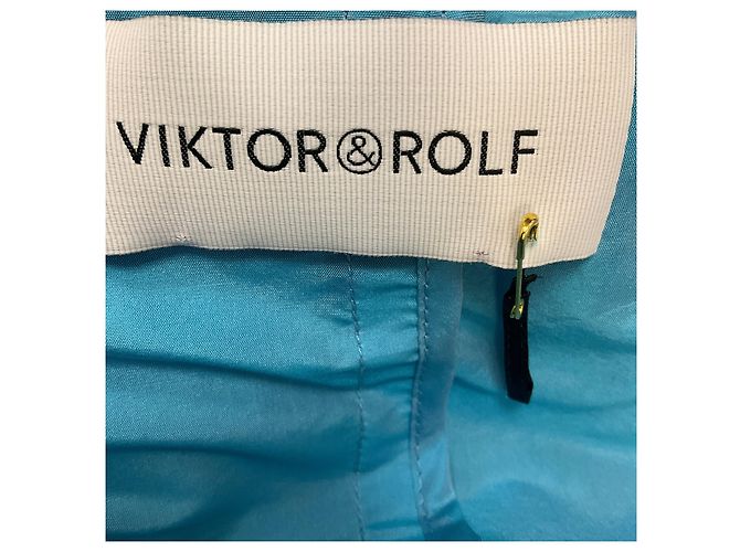 Abrigo trench de tafetán de seda azul turquesa Viktor & Rolf con cinturón - vista 4