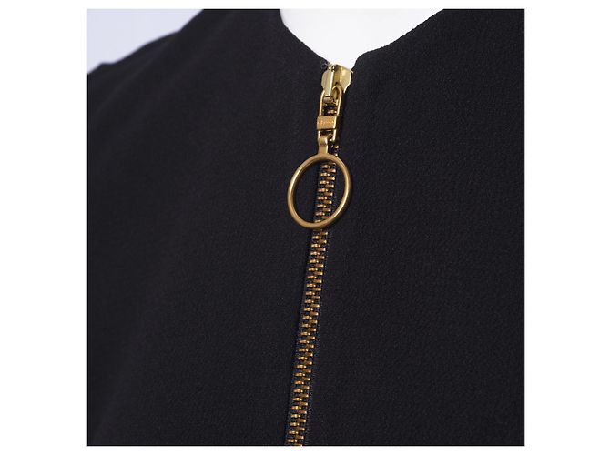 Céline Phoebe Philo Crêpe Zip Shift Kleid Schwarz - Ansicht 4