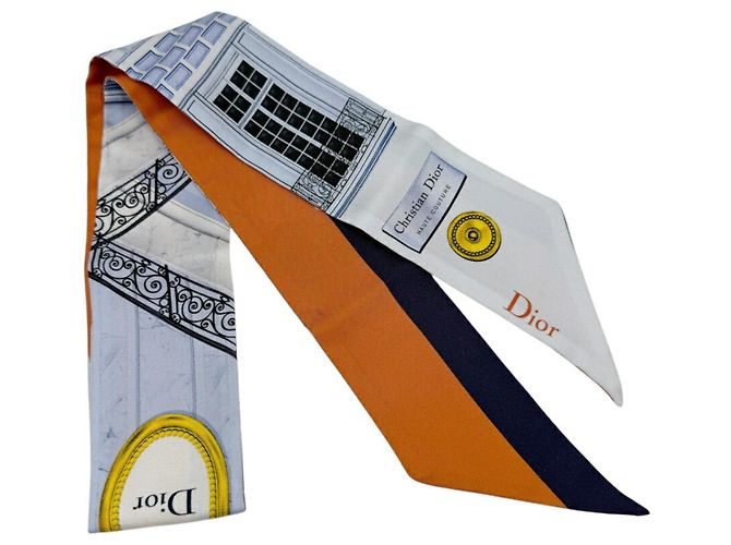 Sciarpa Mitzah Christian Dior in blu e arancione - vista 3