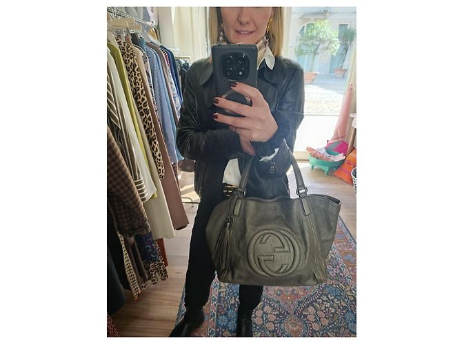 Borsa Gucci in pelle grigia Grigio - vista 14