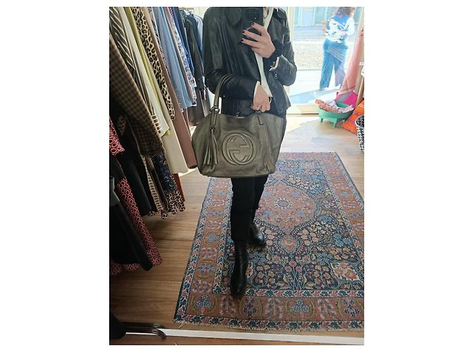 Borsa Gucci in pelle grigia Grigio - vista 15