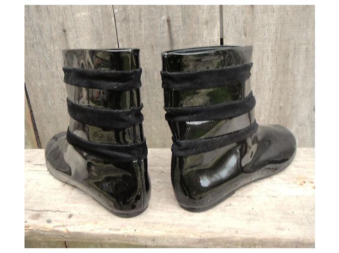 Botas Ankle Les Prairies de Paris em couro envernizado preto - vista 4
