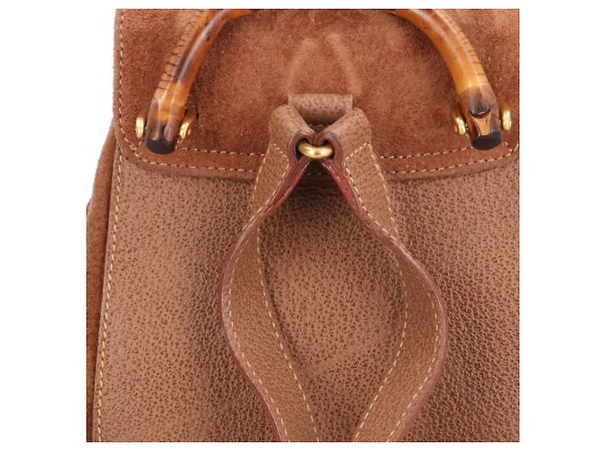 Zaino Mini Gucci in suede e pelle Marrone - vista 12