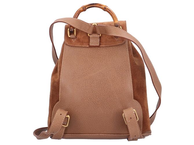 Zaino Mini Gucci in suede e pelle Marrone - vista 3