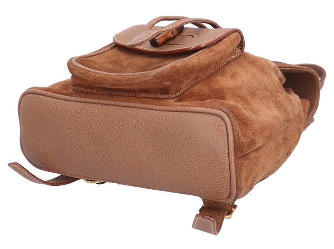 Zaino Mini Gucci in suede e pelle Marrone - vista 5