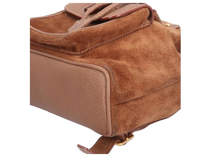 Zaino Mini Gucci in suede e pelle Marrone - vista 8