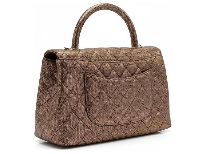 Chanel 19A Medium Coco Handle Borsa in Caviar Metallico Rame Senza Tempo Gold hardware - vista 4