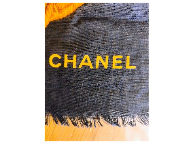 Foulard in Lana e Seta Chanel Girasoli Verde Giallo Blu navy - vista 3