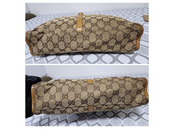 Borsa a Spalla Gucci Vintage Piston Lock Jackie Marrone/Beige - vista 10