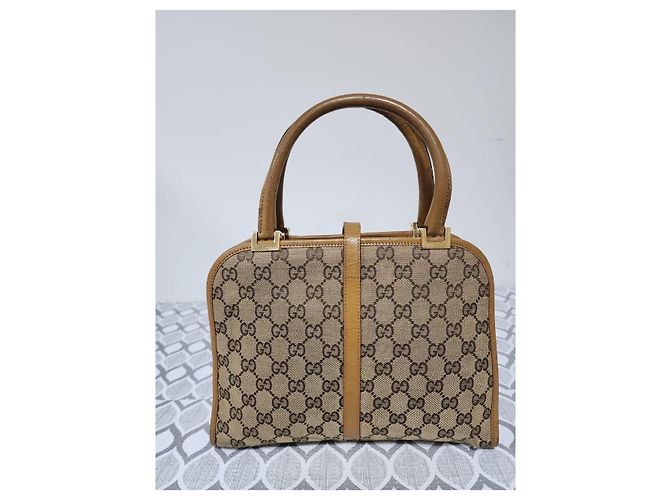 Borsa a Spalla Gucci Vintage Piston Lock Jackie Marrone/Beige - vista 15
