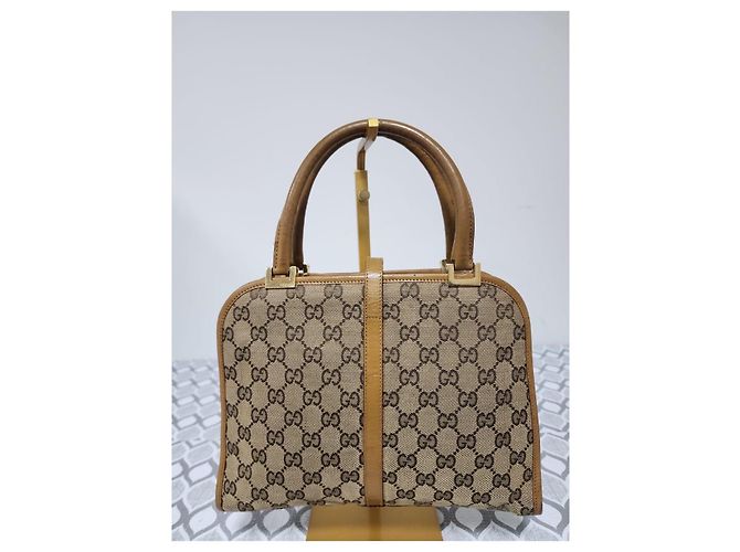 Borsa a Spalla Gucci Vintage Piston Lock Jackie Marrone/Beige - vista 3