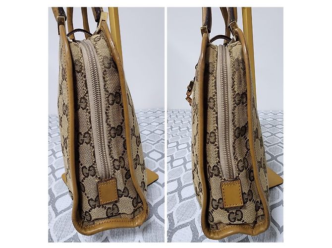 Borsa a Spalla Gucci Vintage Piston Lock Jackie Marrone/Beige - vista 7