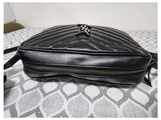 SAINT LAURENT Borsa a tracolla Lou in pelle matelassé Monogram nera Nero - vista 10