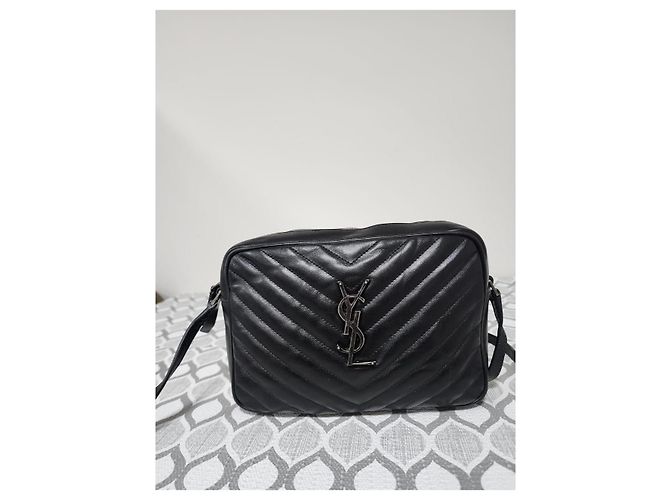 SAINT LAURENT Borsa a tracolla Lou in pelle matelassé Monogram nera Nero - vista 11