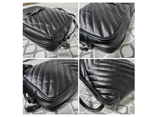 SAINT LAURENT Borsa a tracolla Lou in pelle matelassé Monogram nera Nero - vista 12