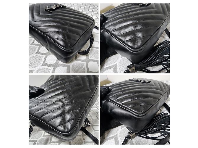 SAINT LAURENT Borsa a tracolla Lou in pelle matelassé Monogram nera Nero - vista 13