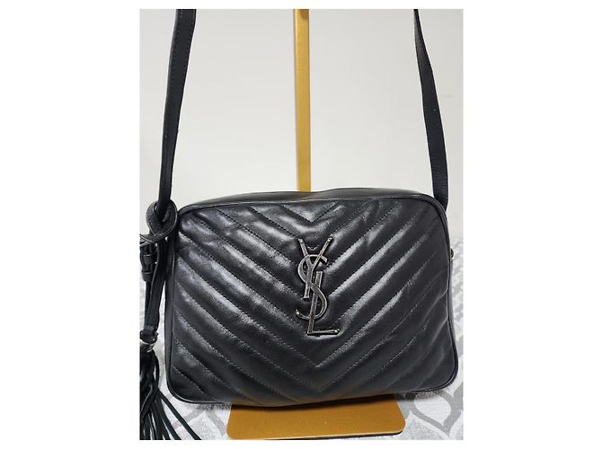 SAINT LAURENT Borsa a tracolla Lou in pelle matelassé Monogram nera Nero - vista 14