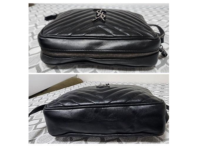 SAINT LAURENT Borsa a tracolla Lou in pelle matelassé Monogram nera Nero - vista 5