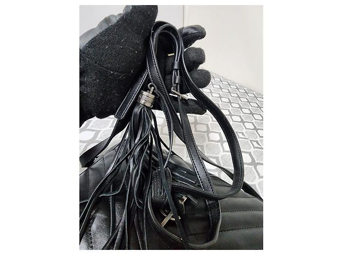SAINT LAURENT Borsa a tracolla Lou in pelle matelassé Monogram nera Nero - vista 8