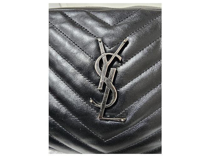 SAINT LAURENT Borsa a tracolla Lou in pelle matelassé Monogram nera Nero - vista 9