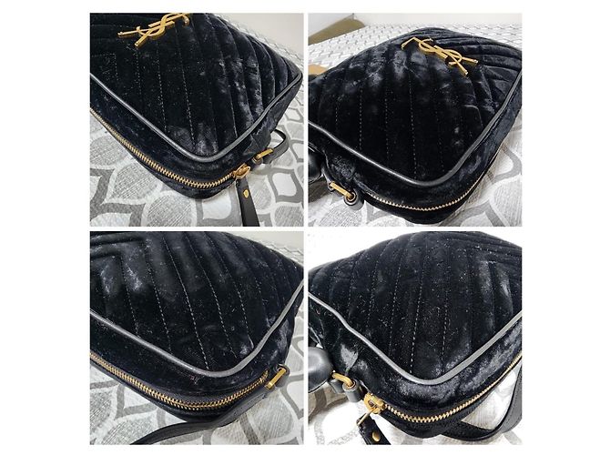 YVES SAINT LAURENT Borsa a Tracolla Loulou in Velluto Trapuntato Nera Nero - vista 11