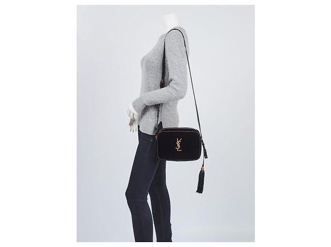YVES SAINT LAURENT Borsa a Tracolla Loulou in Velluto Trapuntato Nera Nero - vista 13