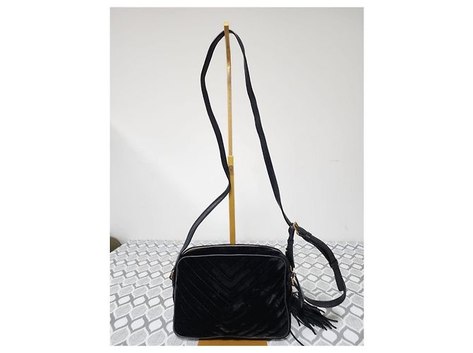 YVES SAINT LAURENT Borsa a Tracolla Loulou in Velluto Trapuntato Nera Nero - vista 3
