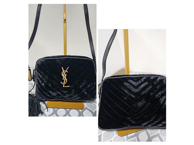 YVES SAINT LAURENT Borsa a Tracolla Loulou in Velluto Trapuntato Nera Nero - vista 5
