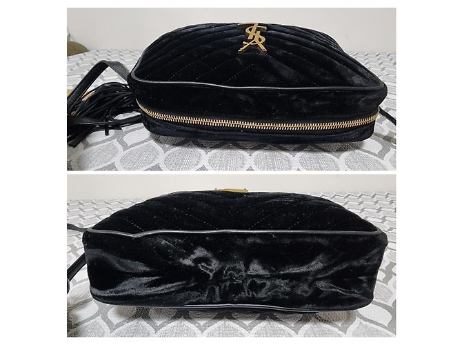 YVES SAINT LAURENT Borsa a Tracolla Loulou in Velluto Trapuntato Nera Nero - vista 6